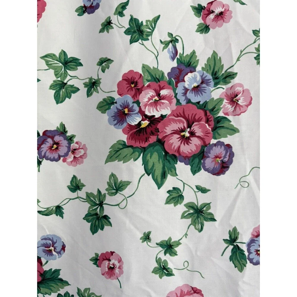Vintage Waverly Pretty Pansy Pansies Floral Fabric Remnant For Sewing Textile